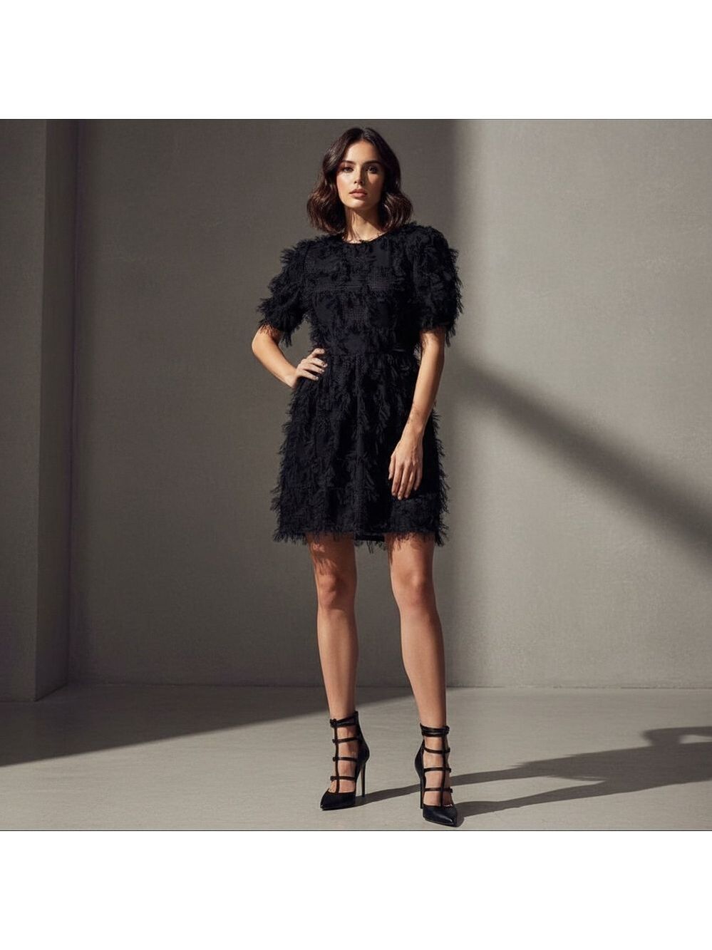Endless Rose Mesh Feathered Mini Black Cocktail Dress Fairy Whimsigoth Sz XS